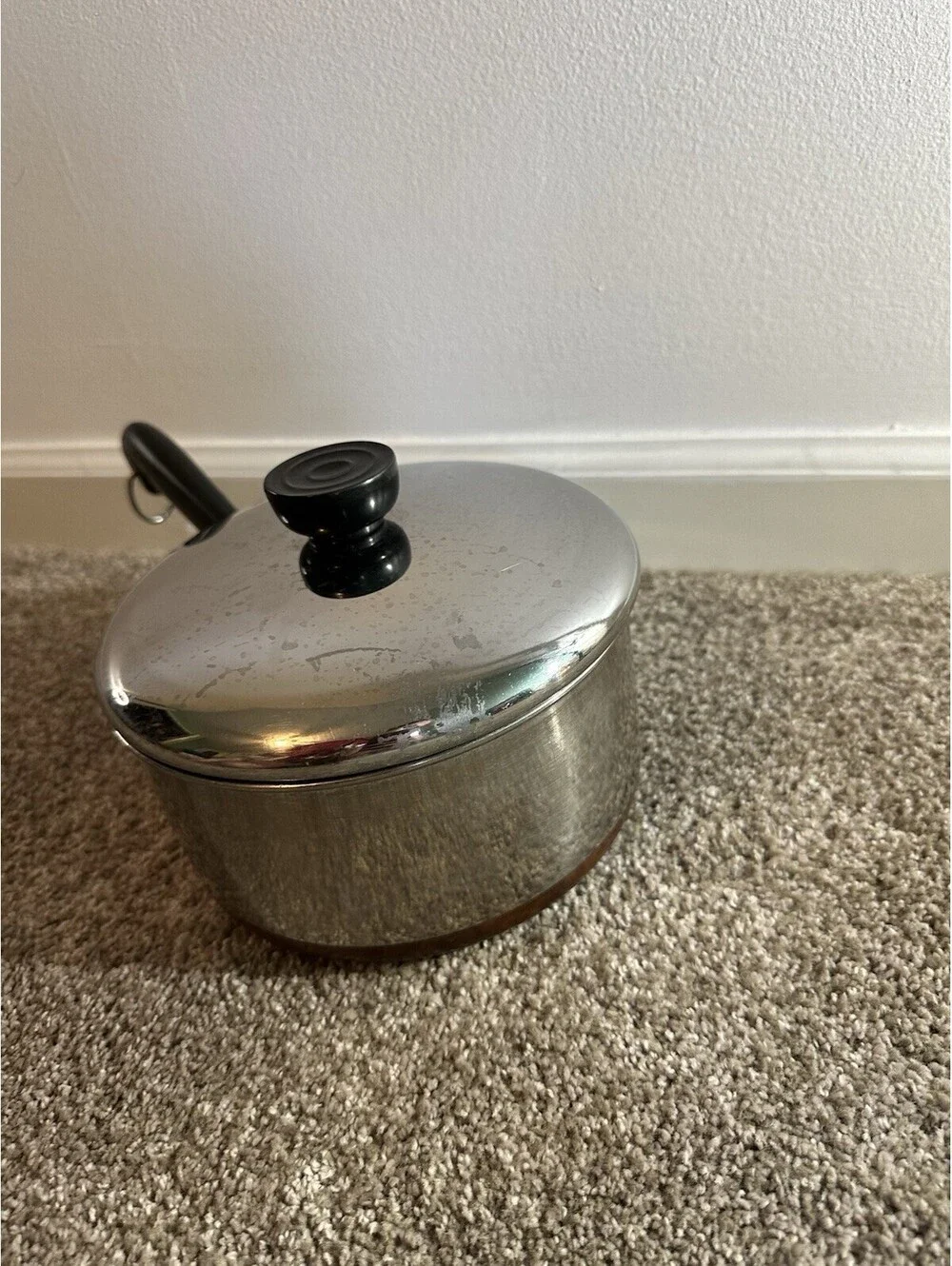 Vintage VTG Revere Ware Copper Bottom Sauce Pan 2 Quart With Lid